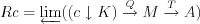 \[Rc = \varprojlim((c\downarrow K) \stackrel{Q}{\to} M \stackrel{T}{\to} A)\]