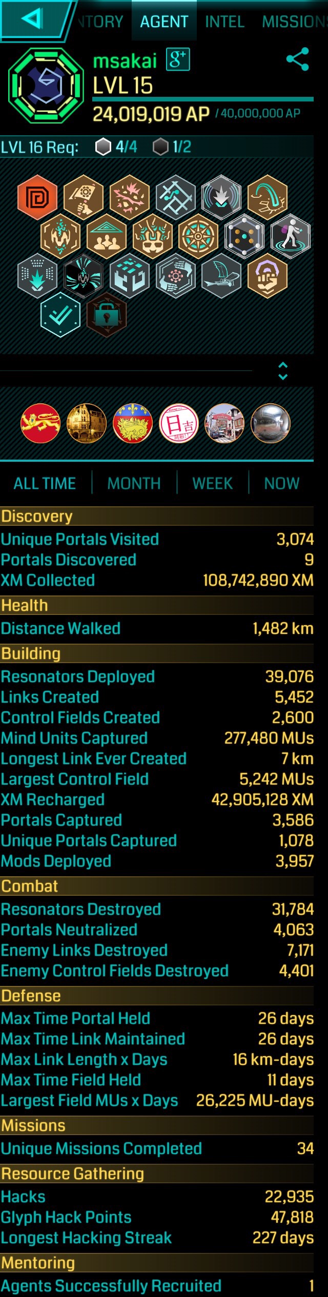 I've reached level 15 as an #Ingress agent!